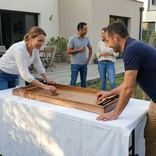 Jeux en bois table à glisser 122x51cm - location Luxembourg - Animakids