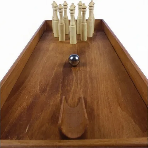 Jeux en bois bowling de table 60x25cm - location Luxembourg - Animakids
