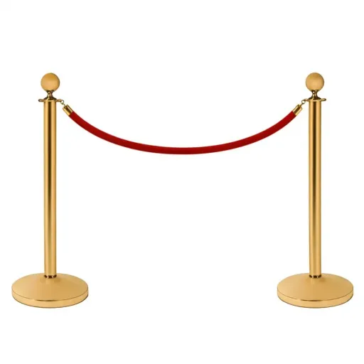 Location de potelets chrome or avec cordon rouge - location Luxembourg - Animakids
