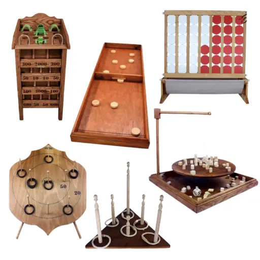 Pack de 6 petits jeux en bois pour fêtes de famille - location Luxembourg - Animakids