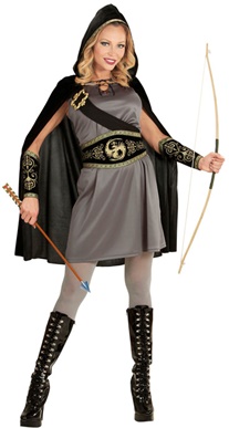 "ARCHER" (robe, ceinture, écharpe avec boucle, brassards, cape à capuche) M
